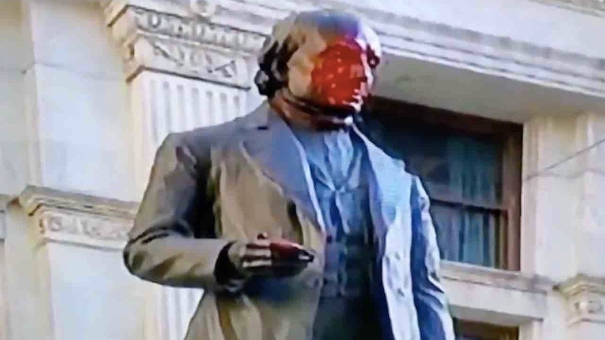 Ignorant leftists fuming at racism vandalize statue of abolitionist, paint 'murderer' on pedestal