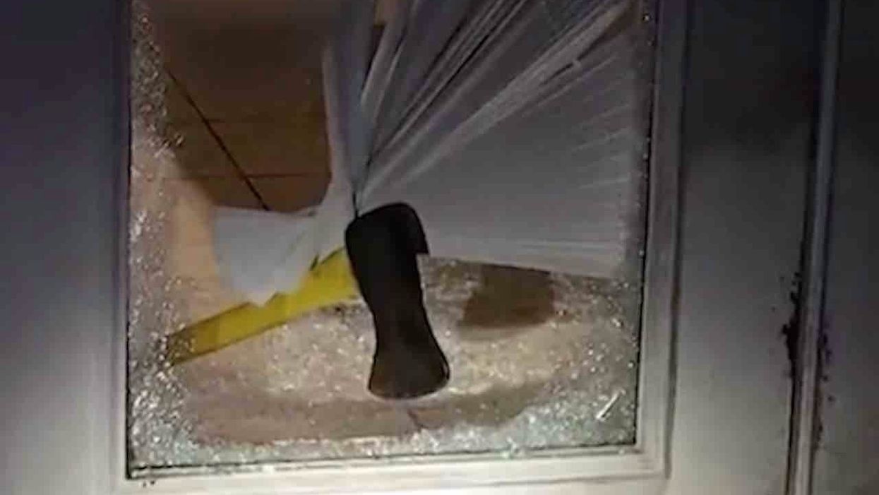 Ax-wielding man busts through back door of home where mom is with her kids. Unfortunately for him she's an armed off-duty sheriff's deputy.