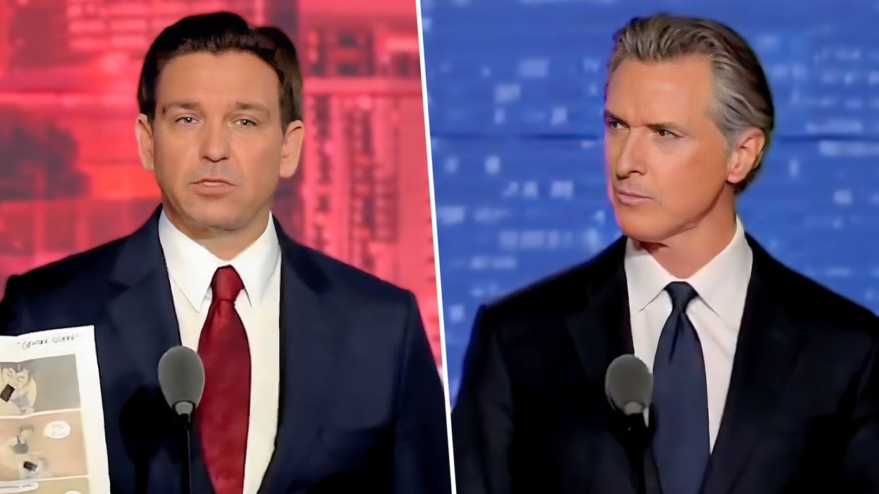 Watch Gavin Newsom’s reaction when DeSantis shows images from a pornographic children’s book found in several Cali elementary schools