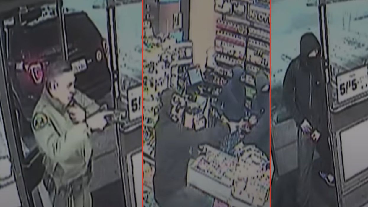 Security video shows deputy walk in on four thugs committing armed robbery at 7-Eleven in California
