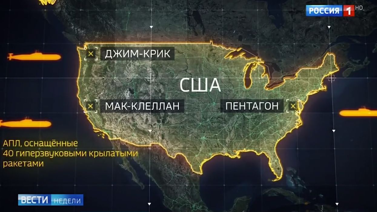 Russian state TV shows US targets that it says could be hit by new Russian missiles