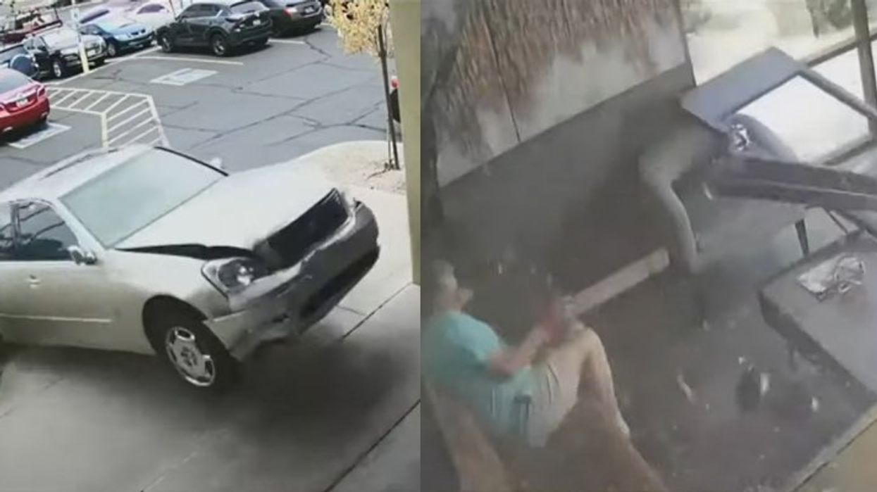 Wild video shows man coming within feet of death as airborne car crashes into Arizona salon: 'I had an angel on my side'
