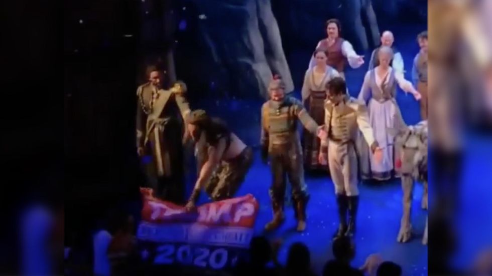 Broadway star snatches pro-Trump flag from audience member during curtain call: ‘Not at our show!’