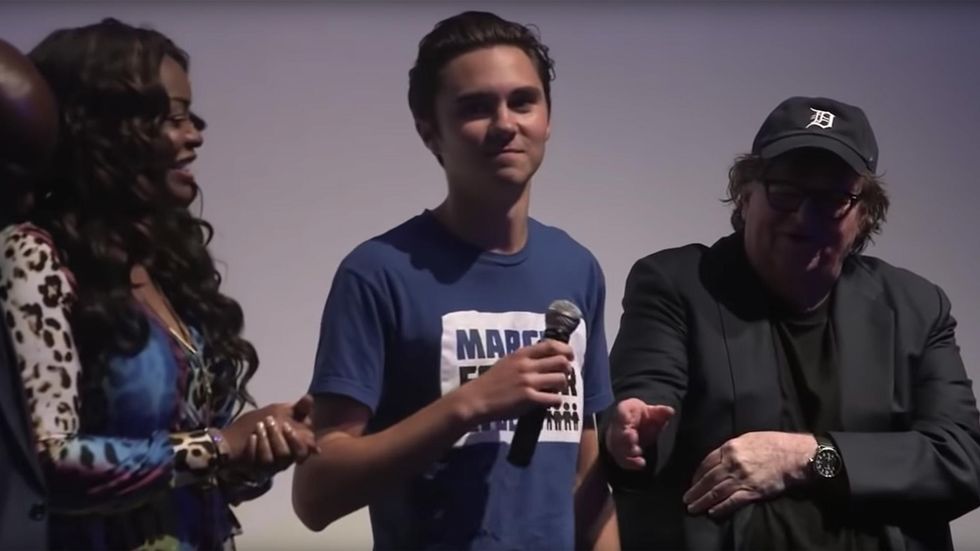 Michael Moore takes away David Hogg’s mic after Hogg appears to urge foreign meddling in elections