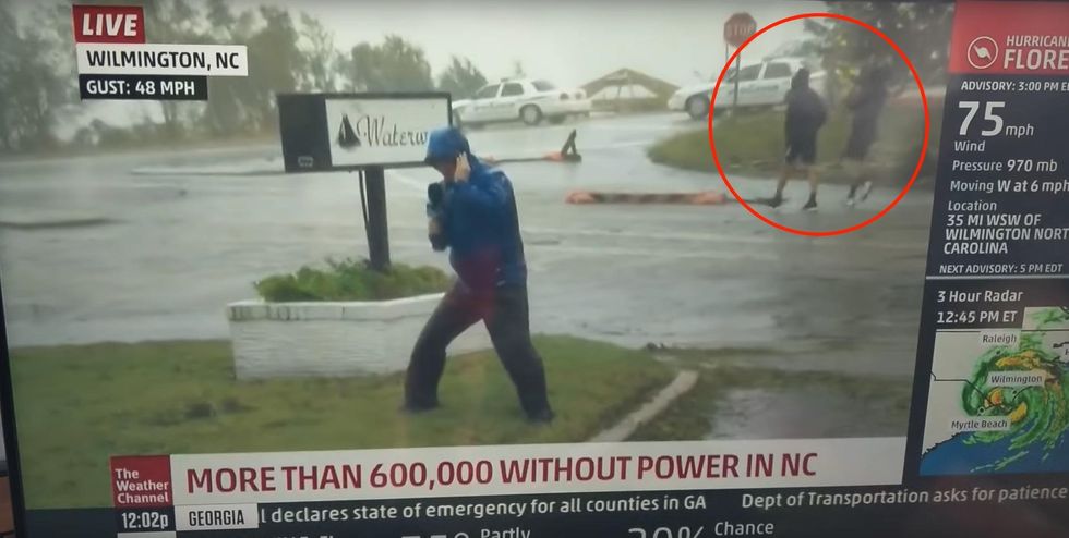 WATCH: Weather Channel reporter caught wildly exaggerating Hurricane Florence effects in viral video