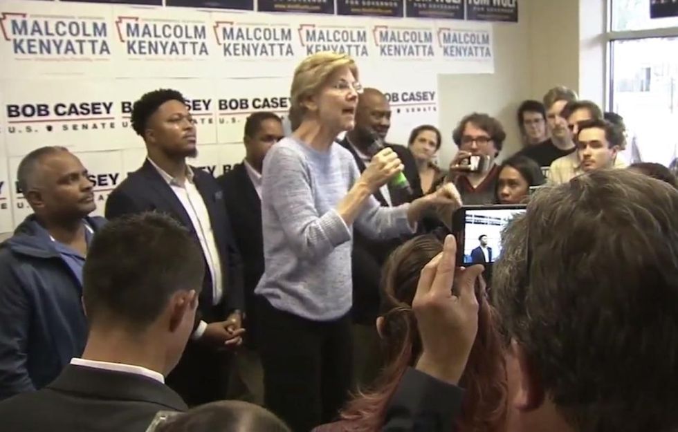 PA-Sen: Elizabeth Warren stumps for incumbent Democrat Bob Casey, pledges to 'make democracy work!