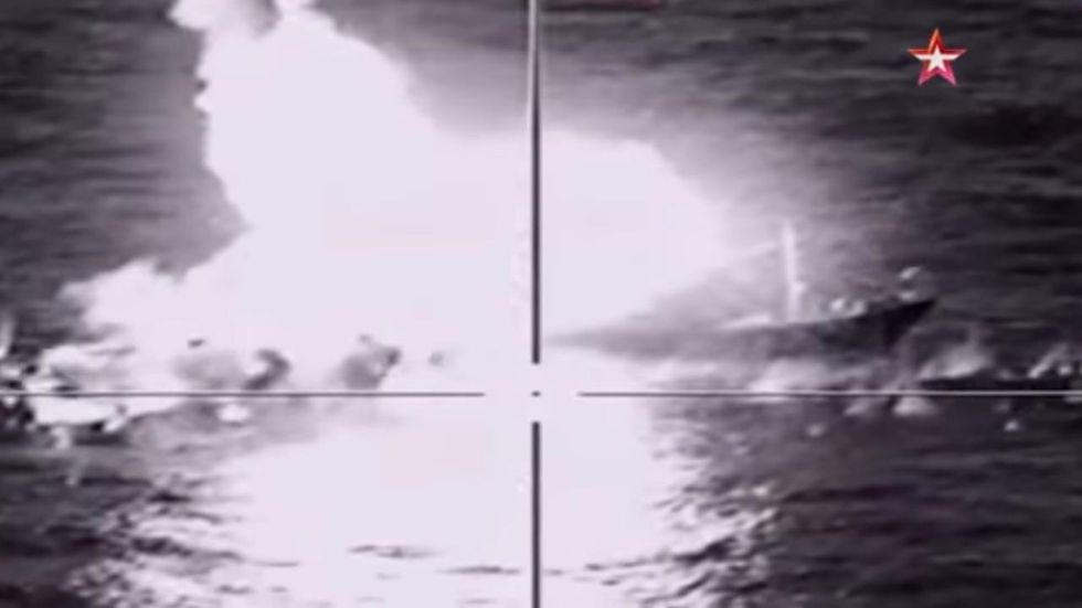 Russia releases video of lethal missile blowing up fleet of warships
