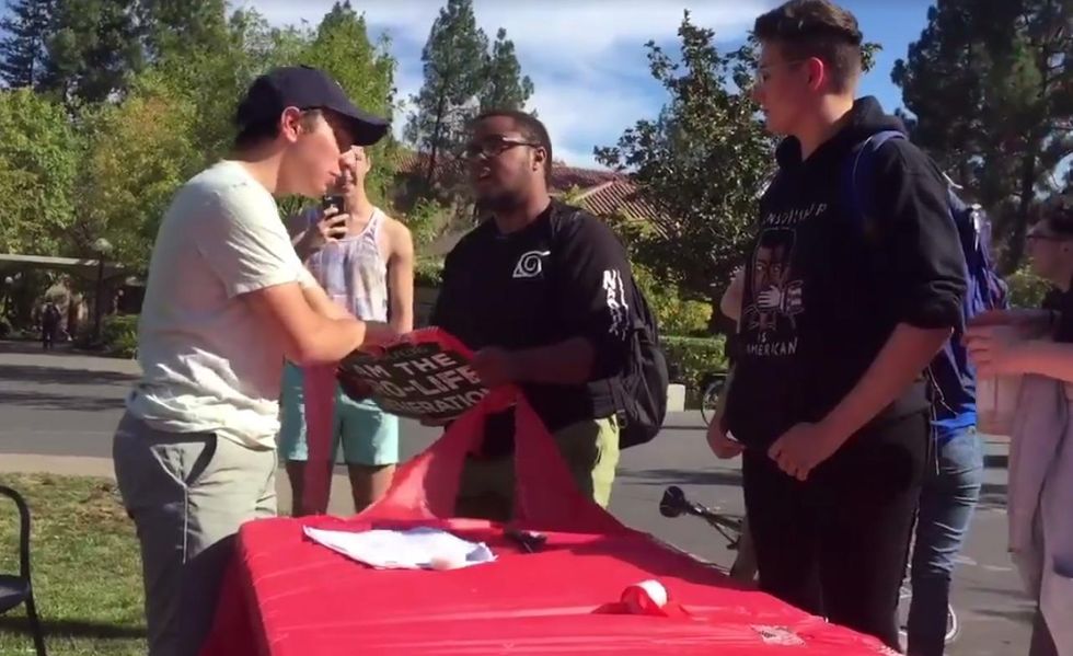 Unhinged Stanford left': Female student arrested after allegedly shoving college GOP president