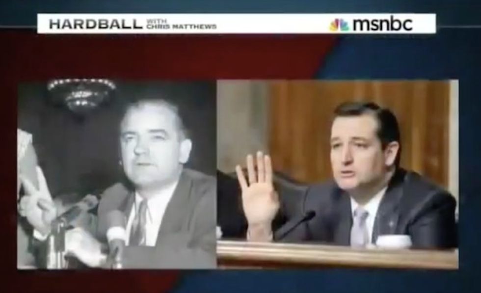 Chris Matthews Said He 'Rarely' Compares Ted Cruz to Joe McCarthy...the Video Tells a Very Different Story