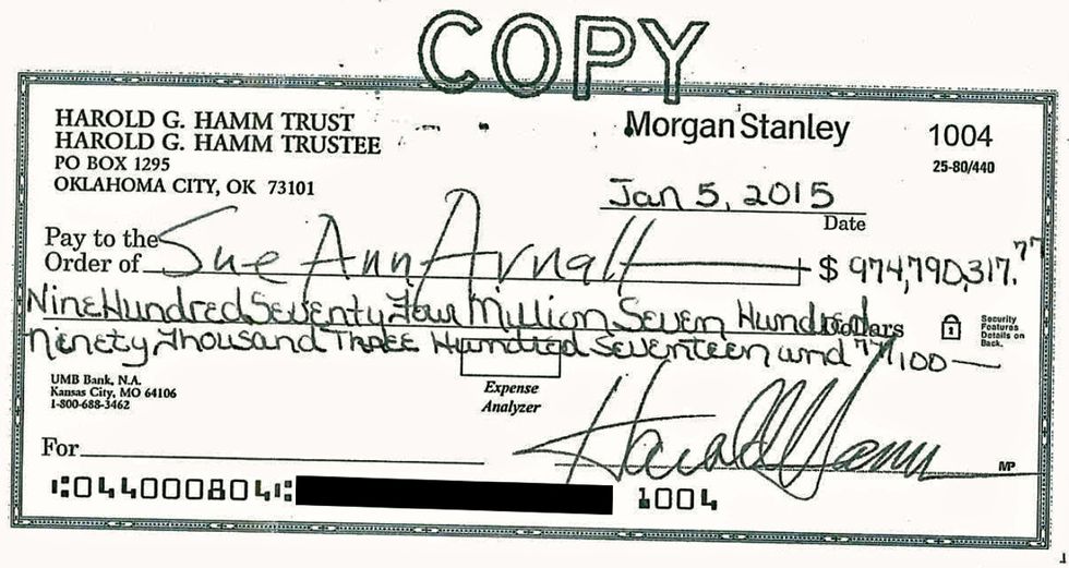 See the Check for $975 Million That a Divorcee Refused to Cash