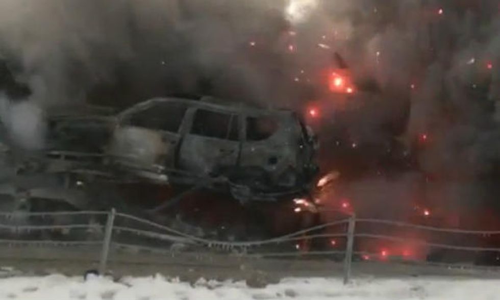 Wild Video: 150-Car Pile-Up Leads to Massive Explosion of a Semi Carrying Fireworks