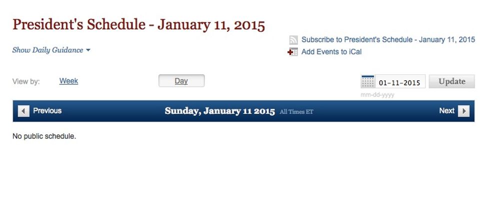 Did a Public Obligation Keep Obama From Attending Paris Rally? His Sunday Schedule Spells It Out