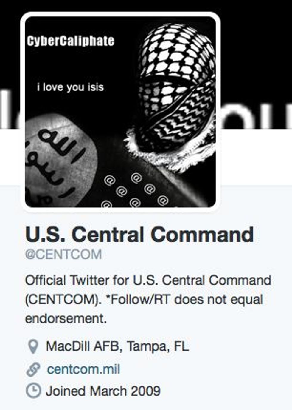 U.S. Central Command Twitter Account Hacked With Pro-Islamic State Message