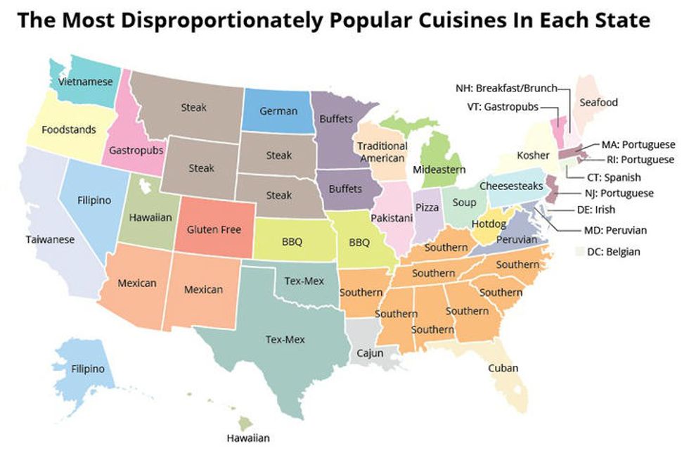 Map: Which Cuisine Is the Most Disproportionately Popular in Your State?