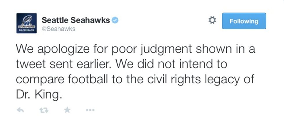 Seattle Seahawks Concede They Showed ‘Poor Judgment’ in This MLK-Themed Tweet: ‘We Apologize’