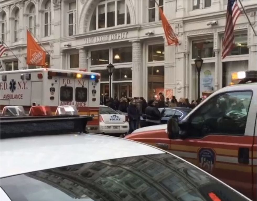 NYC Home Depot Packed With Shoppers Stocking Up for Blizzard When Tragedy Strikes
