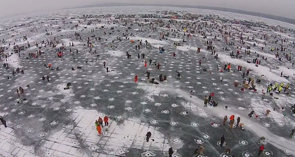 Here's What a Massive Ice Fishing Competition With 34,000 Holes Looks Like