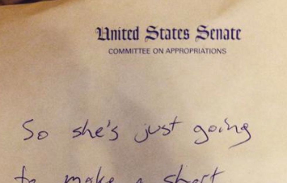Who's the Person Mentioned in the Potentially Embarrassing Note Dropped in a Senate Hallway?