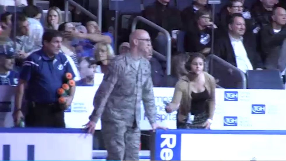 It Was Just Your Average Hockey Game… Until Air Force Master Sergeant in Uniform Walked Onto the Ice