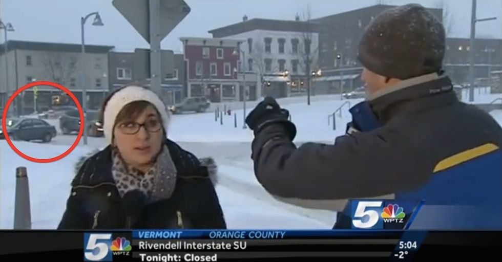 Pay Attention to the Car on the Left. It's Uncanny When You Realize What the Reporters Are Talking About