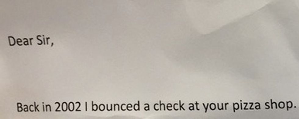 Customer Paid for Meal With Bad Check 13 Years Ago. Then Pizza Parlor Owner Opens This Letter...