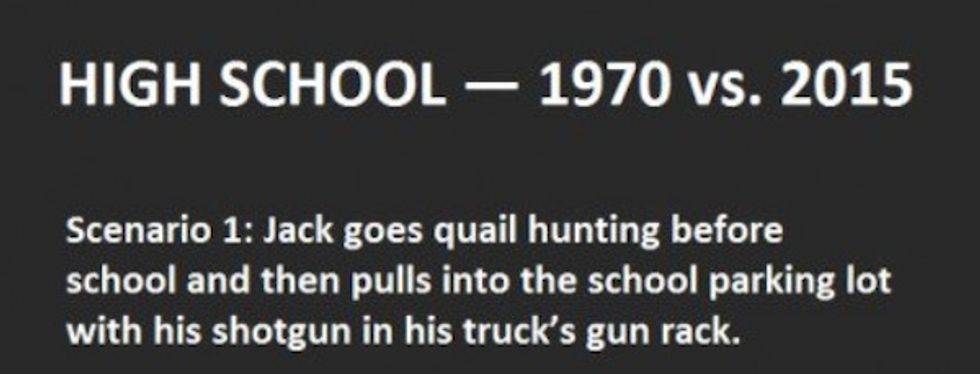 ATF, Homeland Security and the FBI are all called': Clever comparison of high school in 1970 and 2015