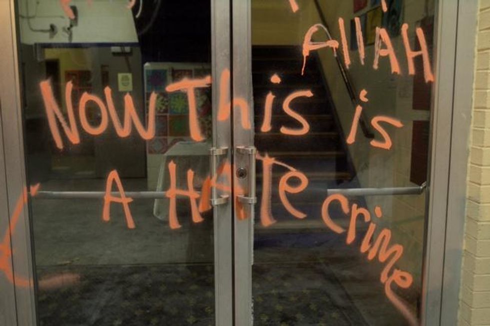 The Messages Spray-Painted on an Islamic School That Have People Calling for a Hate Crime Investigation