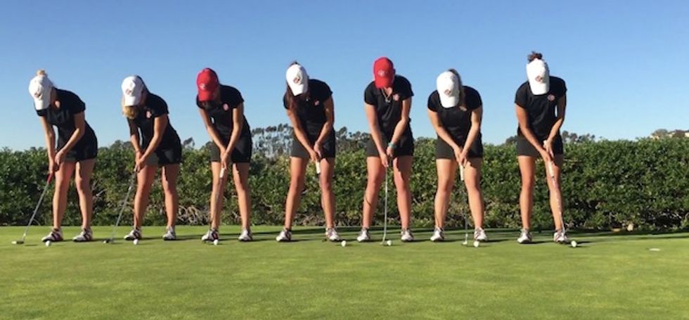 You need to see the awesome trick shots this college women's golf team can pull off