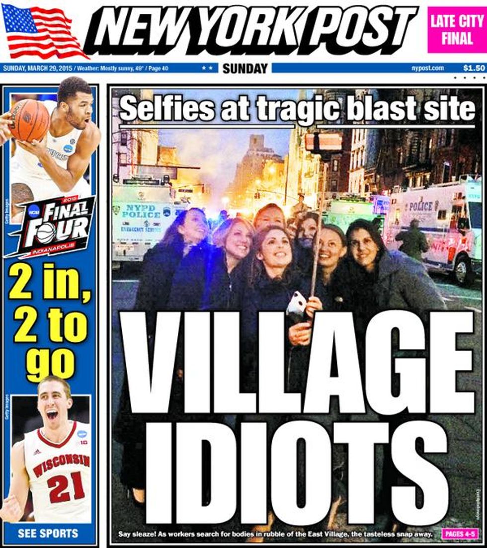 Epic Selfie Shaming': Seven Ladies Took Advantage of a Tragedy to Snap Photos. They Probably Never Expected to Wind Up on the Cover of the New York Post.