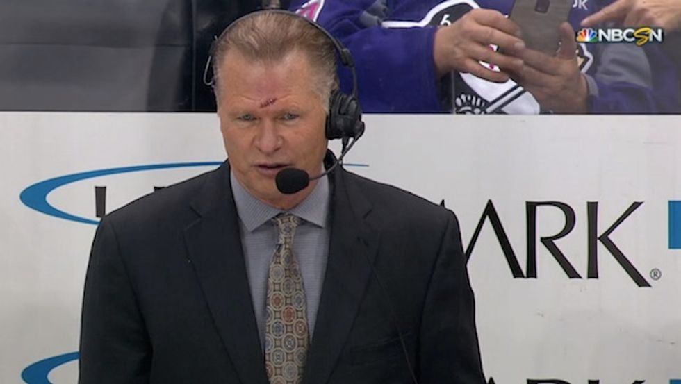 Video: Hockey Announcer Walloped by Puck Mid-Game