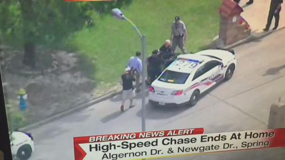 News Chopper Captures Tense Moment High-Speed Chase Suspect Bursts Into Terrified Woman's Home