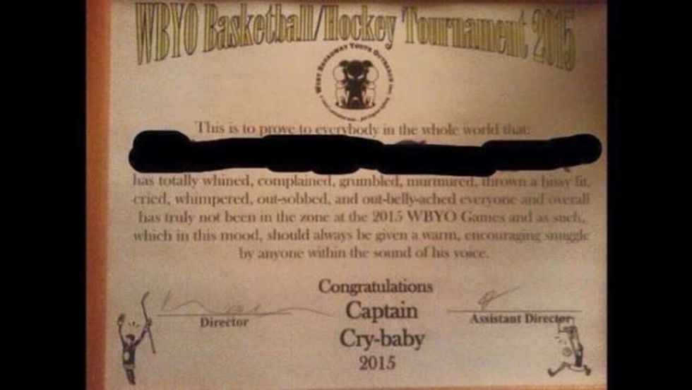 Boy Given 'Captain Cry-baby' Award. The Mom's Reaction? Not What You'd Expect Nowadays.