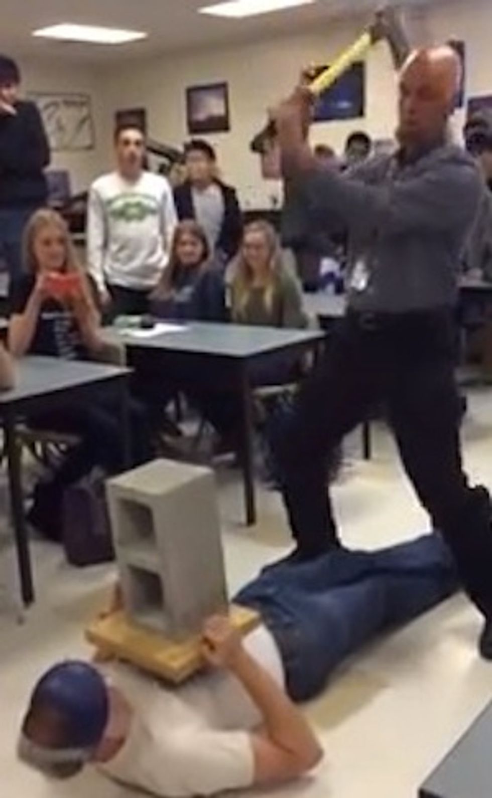 Watch the Ax: Physics Demonstration Appears to Go Horribly Wrong