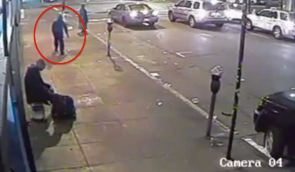 This Suspect Could Face an Attempted Murder Charge for What a Video Shows Him Doing to the Homeless Man Sitting on a Bucket