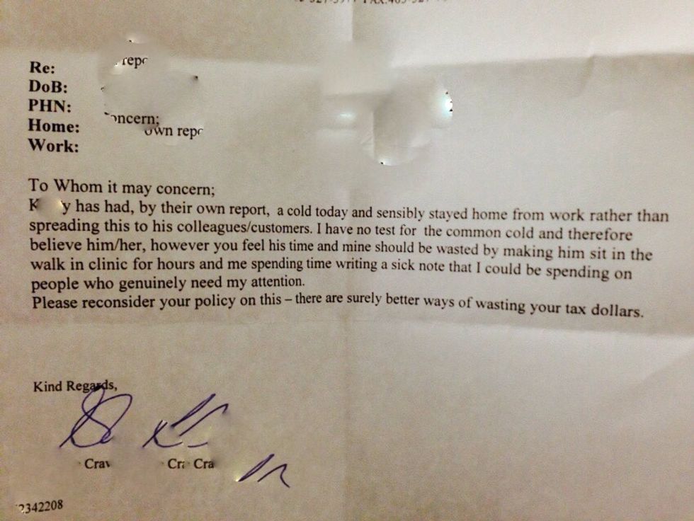 See the Purported Doctor's Note to Patient's Employer That Has More Than 4 Million Views