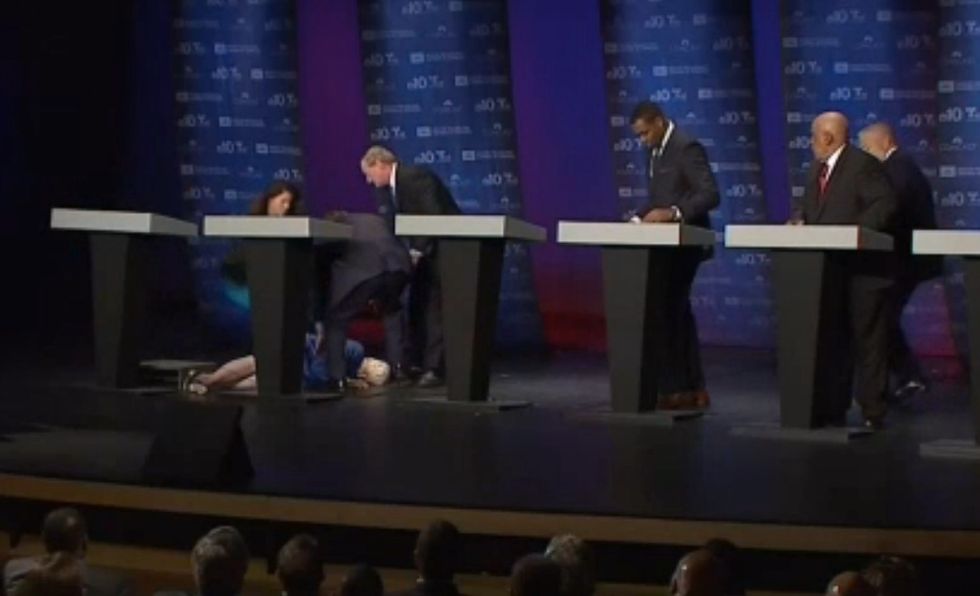 Video: Mayoral Candidate Has Scary Fainting Spell During Televised Debate