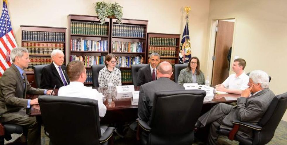Here's a Picture of President Obama in a Closed Special Meeting. Can You Spot the Guy Who Wasn't Supposed to Be There?