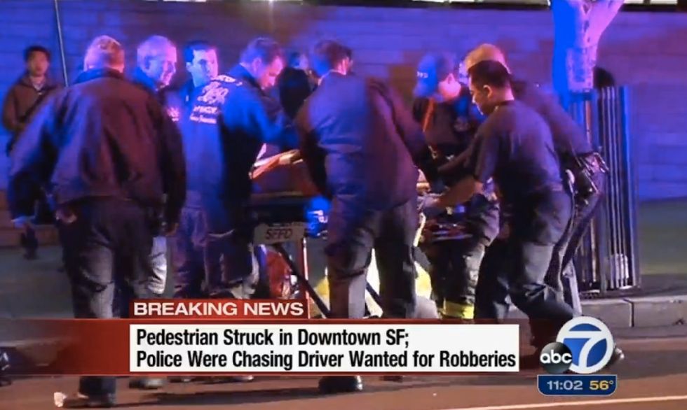 Robbery Suspects Elude Police After Wild Chase in San Francisco; Woman Fatally Struck in Crosswalk by Fleeing Car