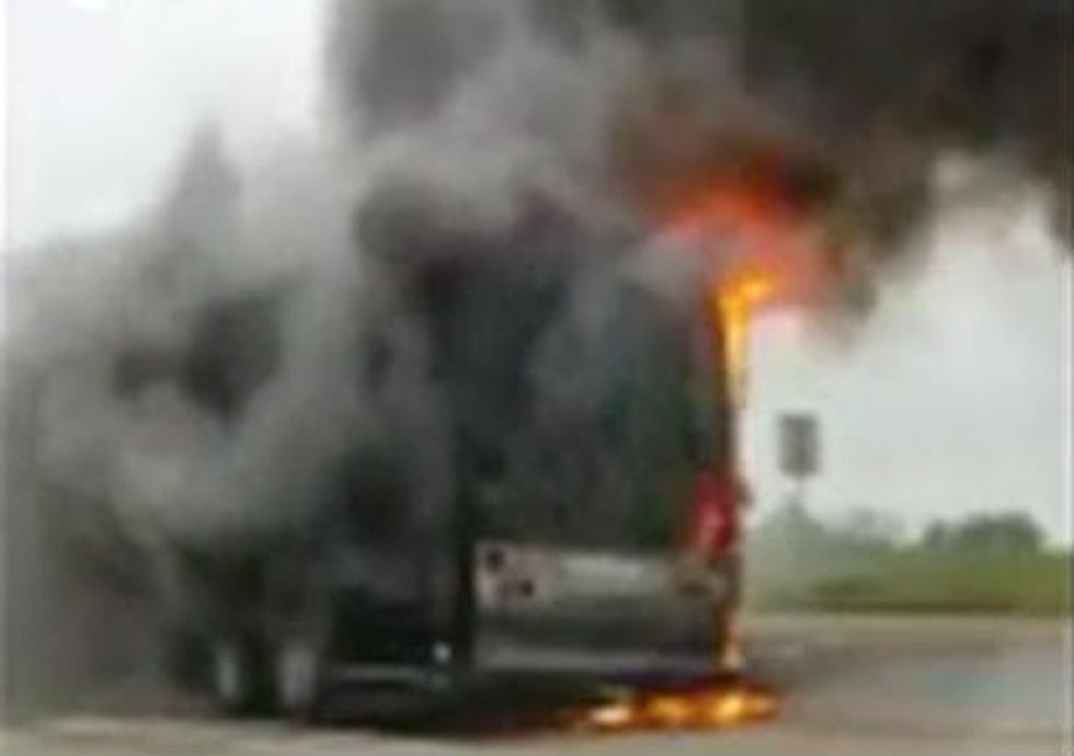 Video: Major Country Music Group's Tour Bus Goes Up in Flames on Texas Interstate