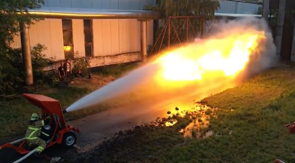 This is what happens when a firehose faces off with a flamethrower 