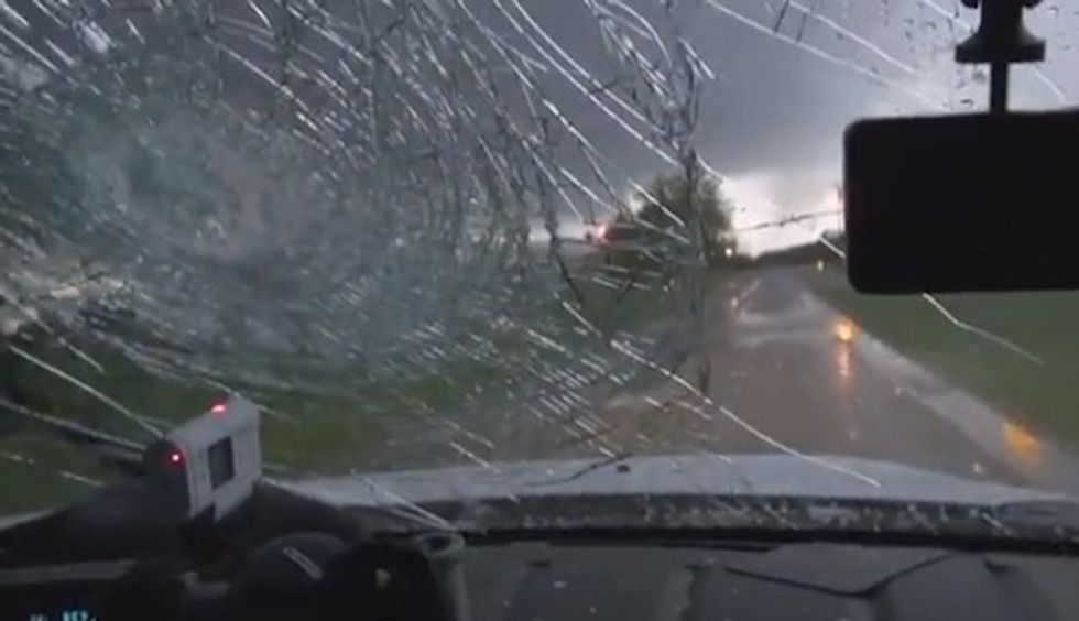 Startling Video Captures What Happens to a Windshield When Hail the Size of 'Softballs and Grapefruits' Starts Raining Down