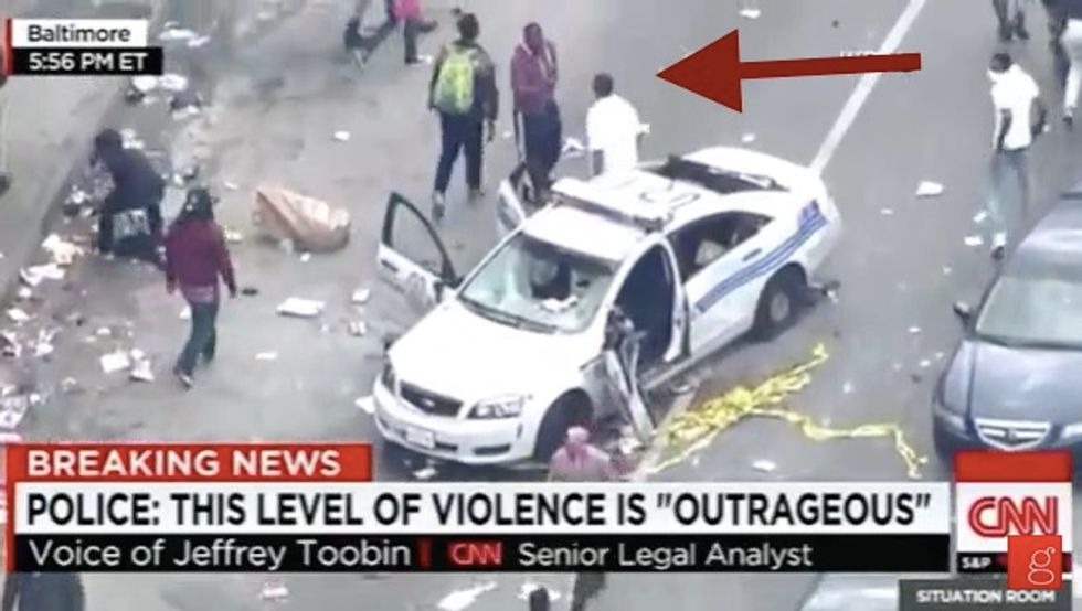 CNN Captures Baltimore Rioters Doing Something Ridiculous With Trashed Cop Car: 'It's Like a Trophy