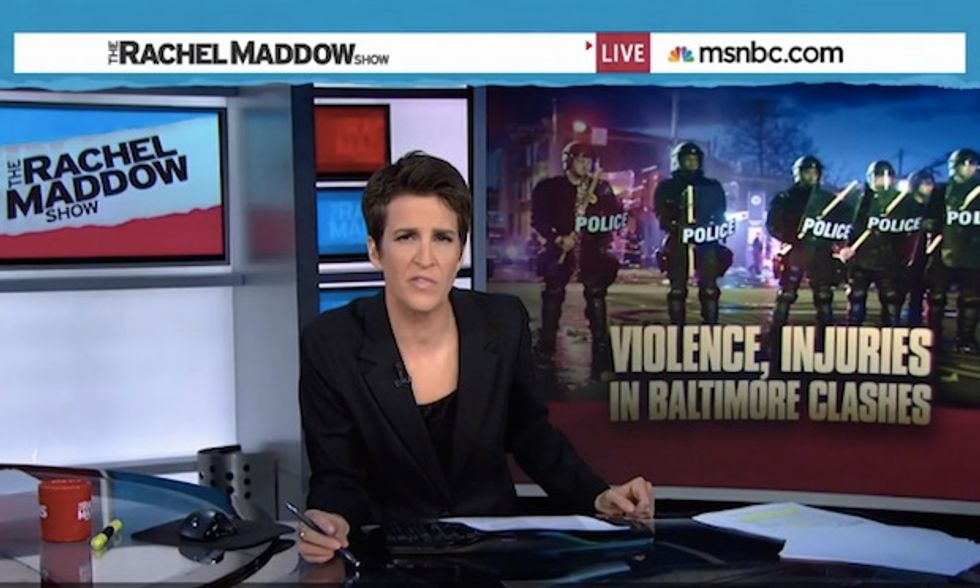 MSNBC's Rachel Maddow Declares Baltimore Police 'a Little Bit Out of Control.' Her Guest? She Wasn't Really Buying It.