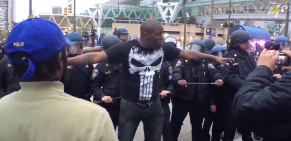 Watch What This Baltimore Protester Did for Police as Violence Erupted