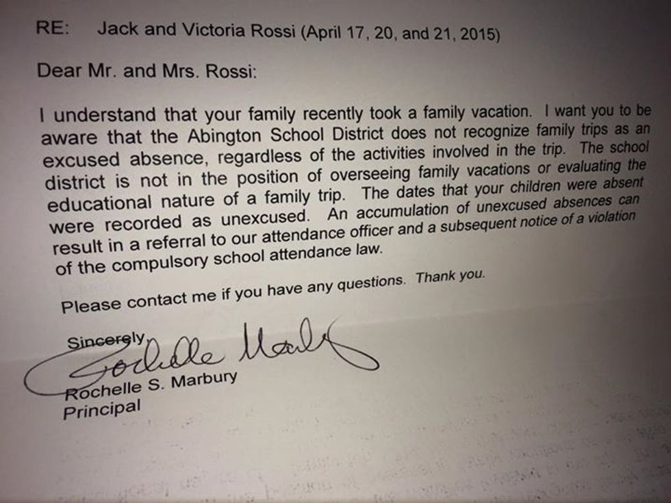 See Dad's Response to Principal Who Wrote Him This Note About His Children's 'Unexcused Absences