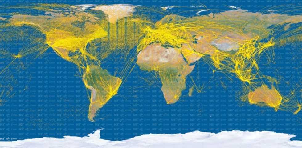 Beautiful Map Shows All Air Traffic Across the World