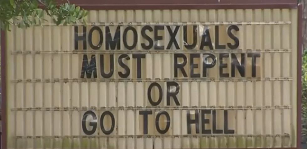 Church Sign Featuring a Controversial Message About 'Homosexuals' and 'Hell' Has Angry Residents Up in Arms