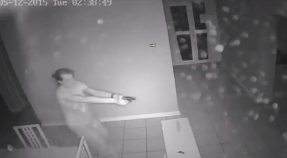 Surveillance Video Shows Intruders Poking Around House as People Slept — and Then the Moment a Woman With a Gun Woke Up