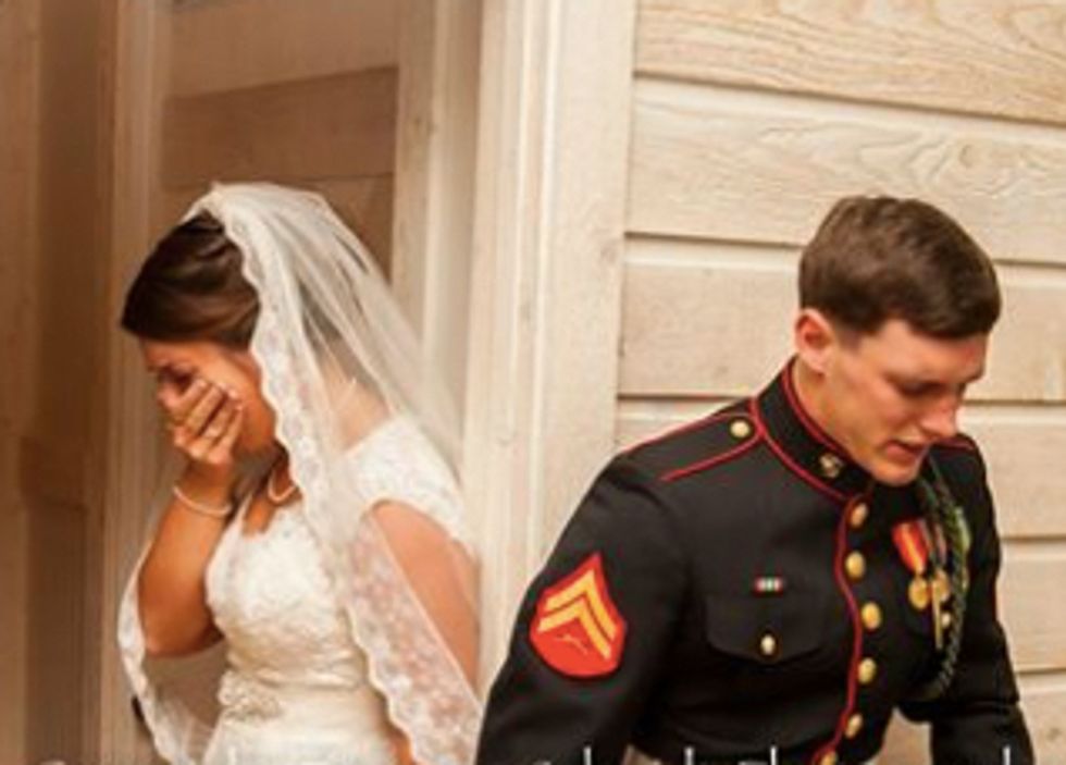 U.S. Marine and His Wife Reveal Story Behind Viral Wedding Photo: 'We Didn't Want to Take a Step Without It Being in God's Will