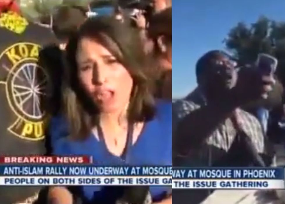 Reporter Said She ‘Got Caught Up in a Couple Brawls’ at Mosque Protest, but the Video Tells a Different Story